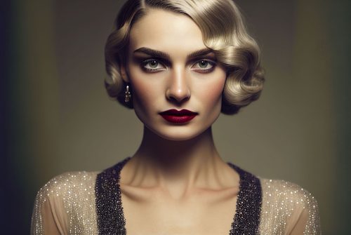 Portrait of beautiful elegant woman, retro style. AI generated i
